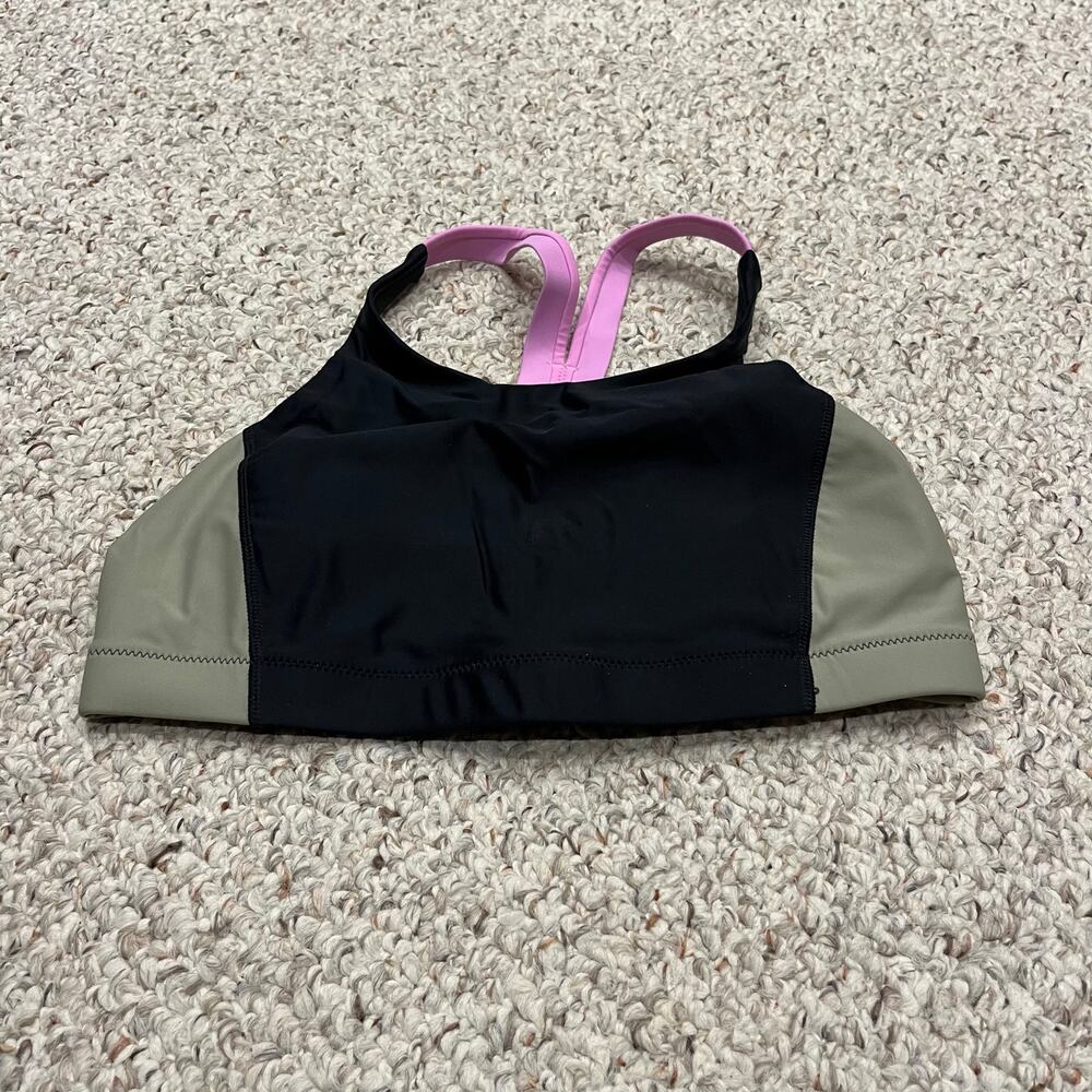 NWT Prana Baja Bound Black Colorblock Bikini Top Sz S Green Swim Beach Vacation